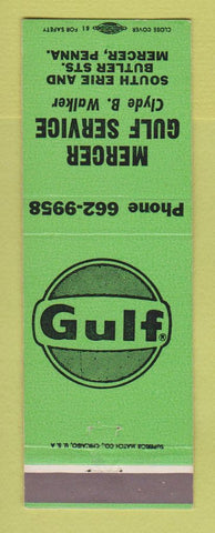 Matchbook Cover - Gulf oil gas Mercer PA GREEN