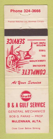 Matchbook Cover - Gulf oil gas B&A McLennan AB WEAR
