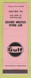 Matchbook Cover - Gulf oil gas Guy Dulac St Jean QC