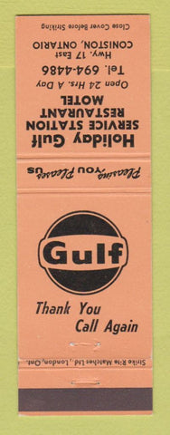 Matchbook Cover - Gulf oil gas Holiday Coniston ON