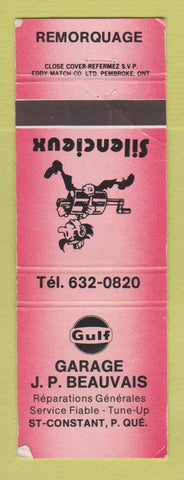 Matchbook Cover - Gulf oil gas Garage JP Beauvais ST Constant QC WORN