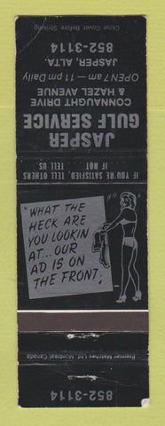 Matchbook Cover - Gulf oil gas Jasper AB girlie WEAR