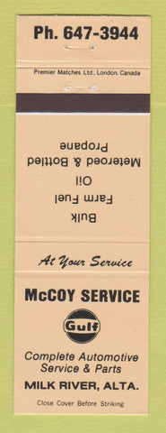 Matchbook Cover - Gulf oil gas McCoy Milk River AB
