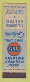 Matchbook Cover - Gulf oil gas AD Schwartz HC Owens Hazleton PA LAMINATED