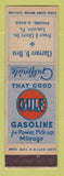 Matchbook Cover - Gulf oil gas Clarence Hess Lancaster PA LAMINATED