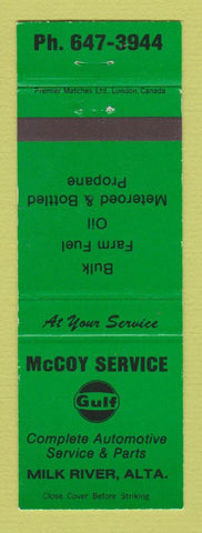 Matchbook Cover - Gulf oil gas McCoy Milk River AB GREEN