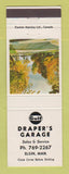 Matchbook Cover - Gulf oil gas Draper's Garage Elgin MB
