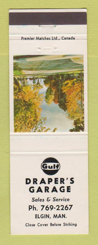 Matchbook Cover - Gulf oil gas Draper's Garage Elgin MB