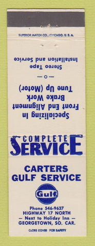 Matchbook Cover - Gulf oil gas Carter Service Georgetown SC