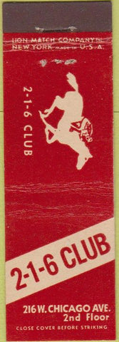 Matchbook Cover - 216 Club Chicago IL Midget