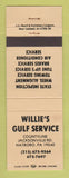 Matchbook Cover - Gulf oil gas Willie's Hatboro PA TAN WEAR