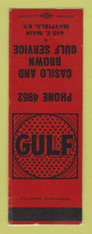 Matchbook Cover - Gulf oil gas Casilo & Brown Mayfield KY SAMPLE LAMINATED