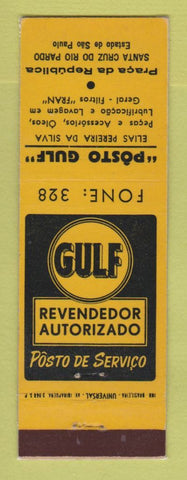 Matchbook Cover - Gulf oil gas Posto Sao Paulo Brazil LAMINATED