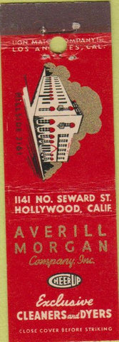 Matchbook Cover - Averill Morgan Cleaners Hollywood CA Midget