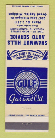 Matchbook Cover - Gulf oil gas Shawmut Hills Grand Rapids MI