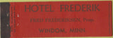 Matchbook Cover - Hotel Frederik Windom MN Midget