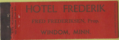 Matchbook Cover - Hotel Frederik Windom MN Midget