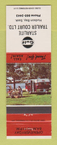 Matchbook Cover - Gulf oil gas Starlite Trailer Court Hudson Bay SK