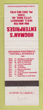 Matchbook Cover - Hogman's Enterprises Little Rock AR 1984 Football Schedule