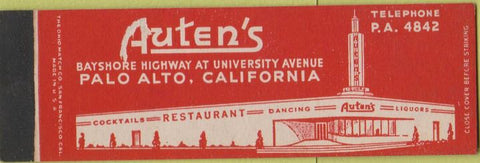 Matchbook Cover - Auten's Palo Alto CA Midget