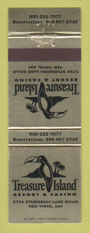 Matchbook Cover - Casino Treasure Island Red Wing MN