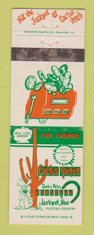Matchbook Cover - Casino Cactus Pete's Jackpot NV WEAR
