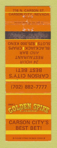 Matchbook Cover - Casino Golden Spike Carson City NV WEAR