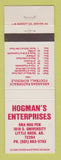 Matchbook Cover - Hogman's Enterprises 1984 Arkansas Schedule Little Rock AR