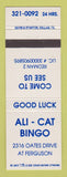 Matchbook Cover - Ali Cat Bingo