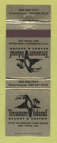 Matchbook Cover - Casino Treasure Island Red Wing MN