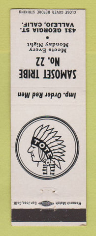 Matchbook Cover - Samoset Tribe Vallejo CA Order of Red Men