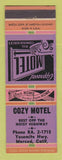 Matchbook Cover - Cozy Motel Merced CA