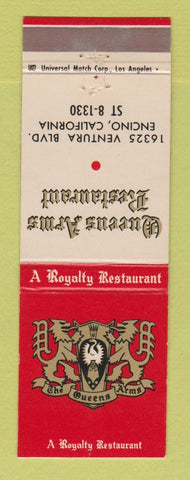 Matchbook Cover - Queens Arms Restaurant Encino CA