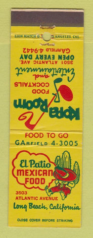 Matchbook Cover - El Patio Mexican Restaurant Long Beach CA