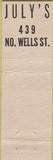 Matchbook Cover - July's 439 North Wells St Chicago IL Midget
