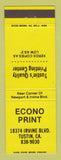 Matchbook Cover - Econo Print Tustin CA Xerox