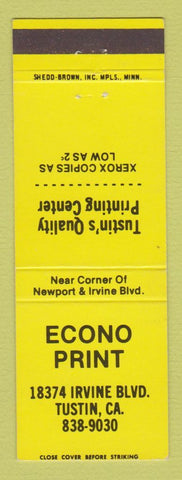 Matchbook Cover - Econo Print Tustin CA Xerox