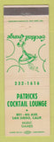 Matchbook Cover - Patricks San Diego CA
