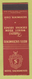 Matchbook Cover - Hotel Sacramento CA