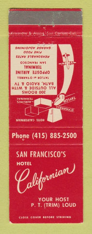 Matchbook Cover - Hotel Californian San Francisco CA