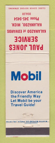 Matchbook Cover - Mobil oil gas Paul Jones Kalamazoo MI