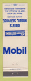 Matchbook Cover - Mobil oil gas Obie's Marshall MI