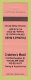 Matchbook Cover - Mobil oil gas Crabtree's Holyoke MA NEON ORANGE