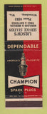 Matchbook Cover - Mobil oil gas Champion Spark Plugs Liesch's Wittenberg WI