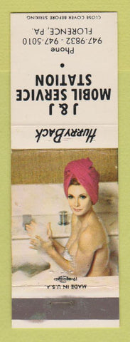 Matchbook Cover - Mobil oil gas J&J Florence PA pinup