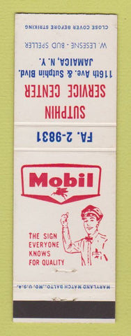 Matchbook Cover - Mobil oil gas Sutphin Jamaica NY