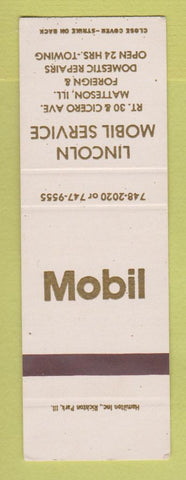 Matchbook Cover - Mobil oil gas Lincoln Matteson IL SAMPLE
