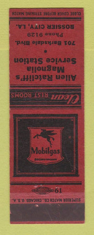 Matchbook Cover - Mobil oil gas Allen Ratcliff's Magnolia Bossier City LA WEAR