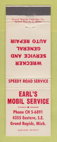 Matchbook Cover - Mobil oil gas Earl's Grand Rapids MI