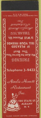 Matchbook Cover - Ainslie Hewett Restaurant Albany NY SAMPLE Midget